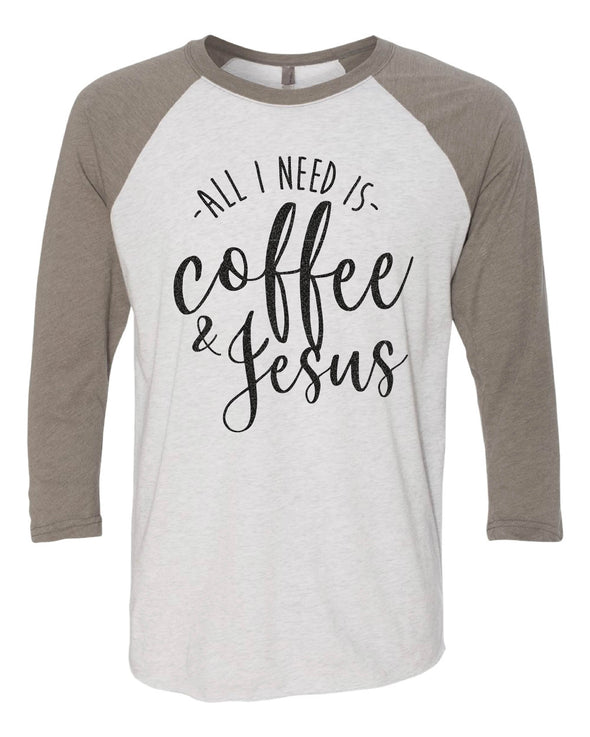 Coffee and Jesus Baseball Tee